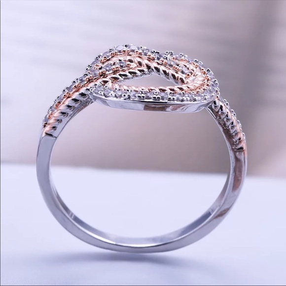 New Eternity Rose Gold Silver Romantic Ring - Picture 4 of 6